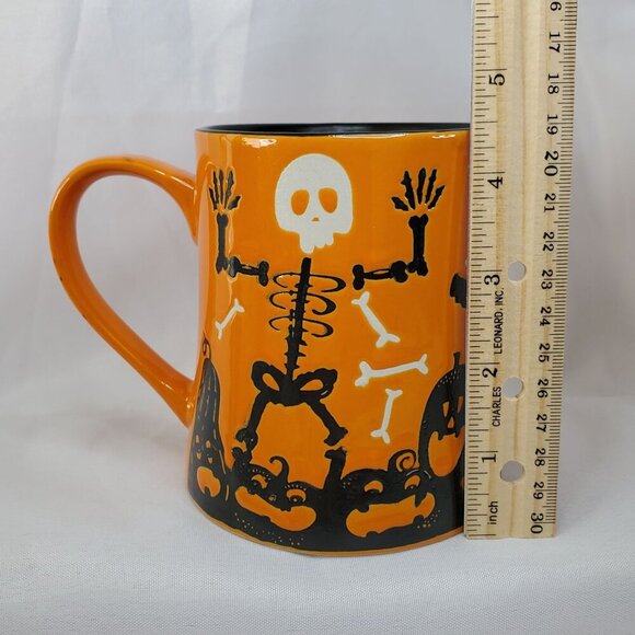 Halloween Mug Orange Skeleton Funny Bones And Spooky Pumpkins Coffee Cup - Picture 10 of 10